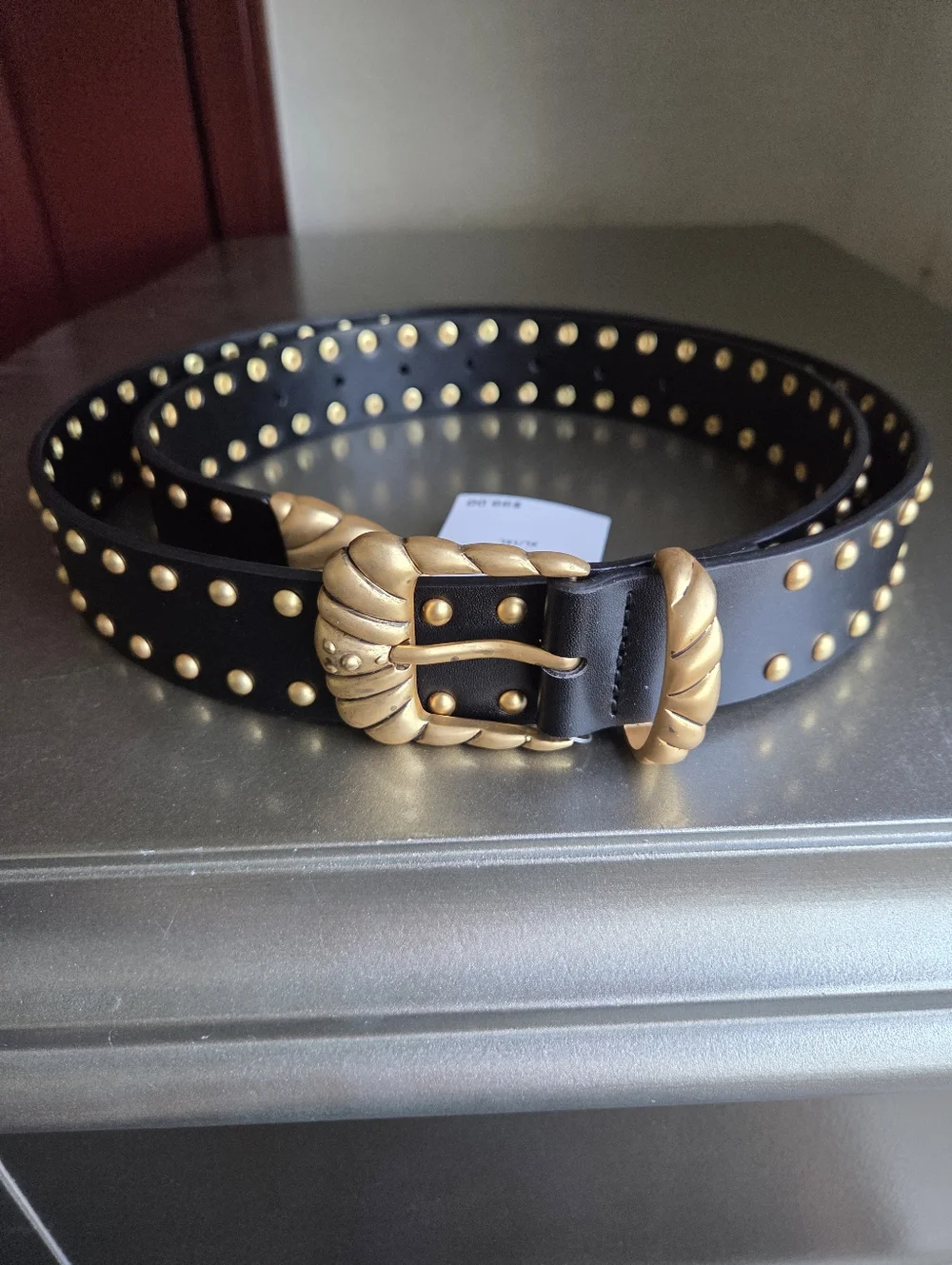 Good American Brown & Gold Twisted Buckle Studded XL / 1X